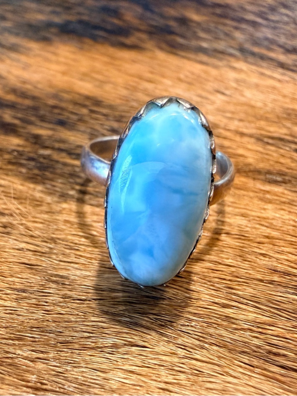 Blue Larimar Sterling Silver Ring | Size 8 | Southwestern Style | 925 New